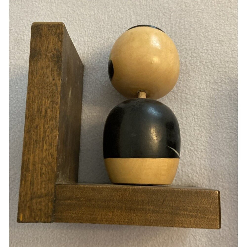 Vintage Wooden Japanese Kokeshi Bobble Head Doll Bookends Japan Hand painted - Picture 3 of 6